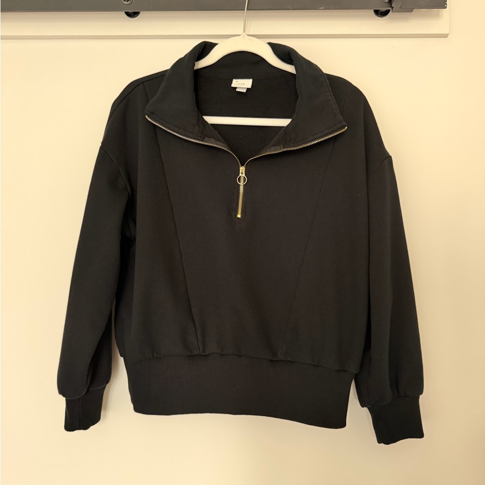 A New Day Black Zip-Up Cropped Sweater